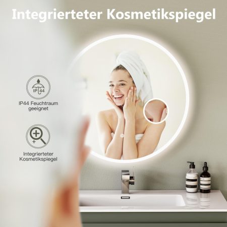 Miroir salle de bain LED rond 90cm anti buée avec cadre doré LB-4647GA