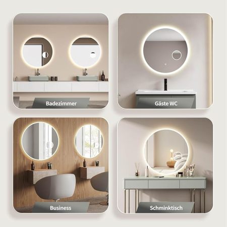 Miroir salle de bain LED rond 90cm anti buée avec cadre doré LB-4647GA
