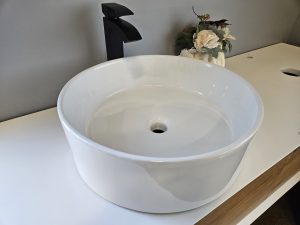 Vasque à main ronde en céramique blanche AMBEST SL35S0