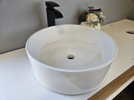 Vasque à main ronde en céramique blanche AMBEST SL35S0