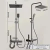 Panneau de douche thermostatique avec pommeau de douche, douchette et bidet (gris)