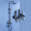 Panneau de douche thermostatique avec pommeau de douche, douchette et bidet (gris)