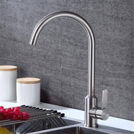 Robinet Cuisine en Acier Inox avec Bec Pivotant à 360°