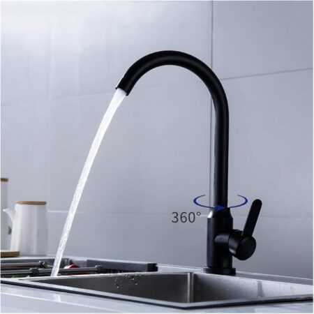 Robinet de cuisine en acier inoxydable – Noir mat